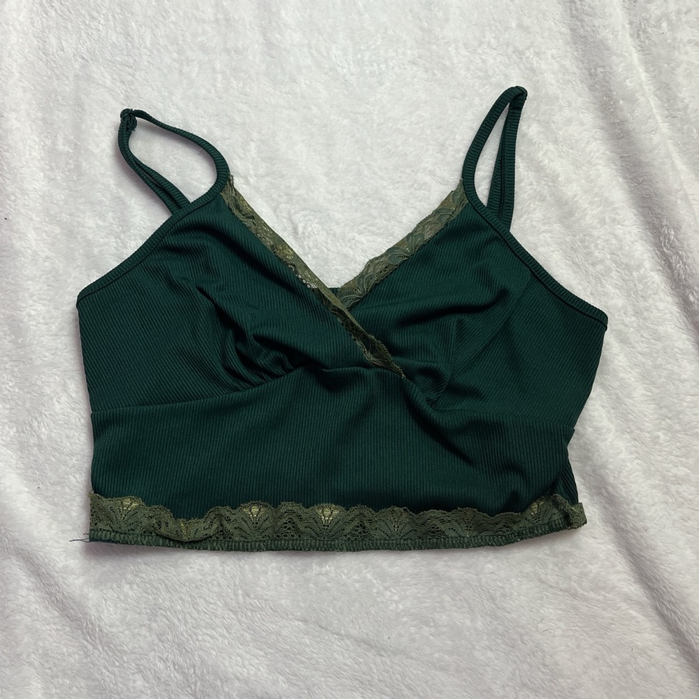 Green Lace Trim Bralette